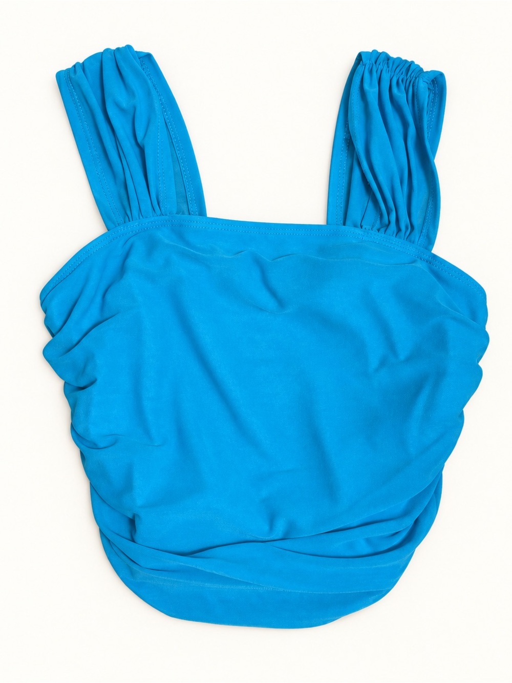 SHEIN Turquoise Ruched Square-Neck Top — Size S